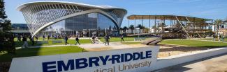 Embry Riddle student center and school sign